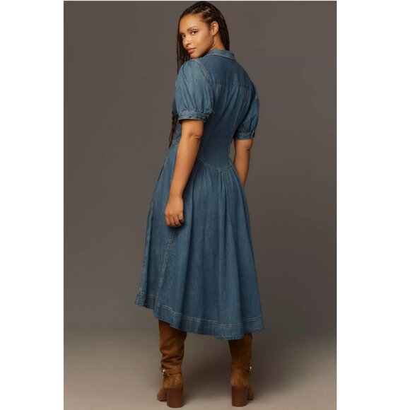 Anthropologie Denim Blue Midi Dress - Picture 3 of 14